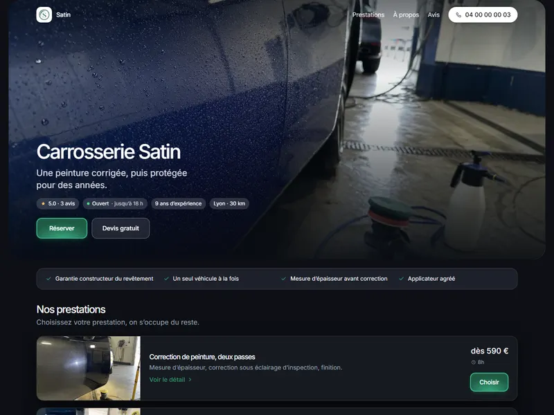 La page de Carrosserie Satin